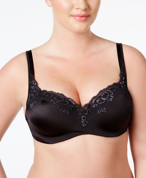 Bali Womens One Smooth U Balconette Shaping Underwire Bra Black With Private Jet Lace 42D