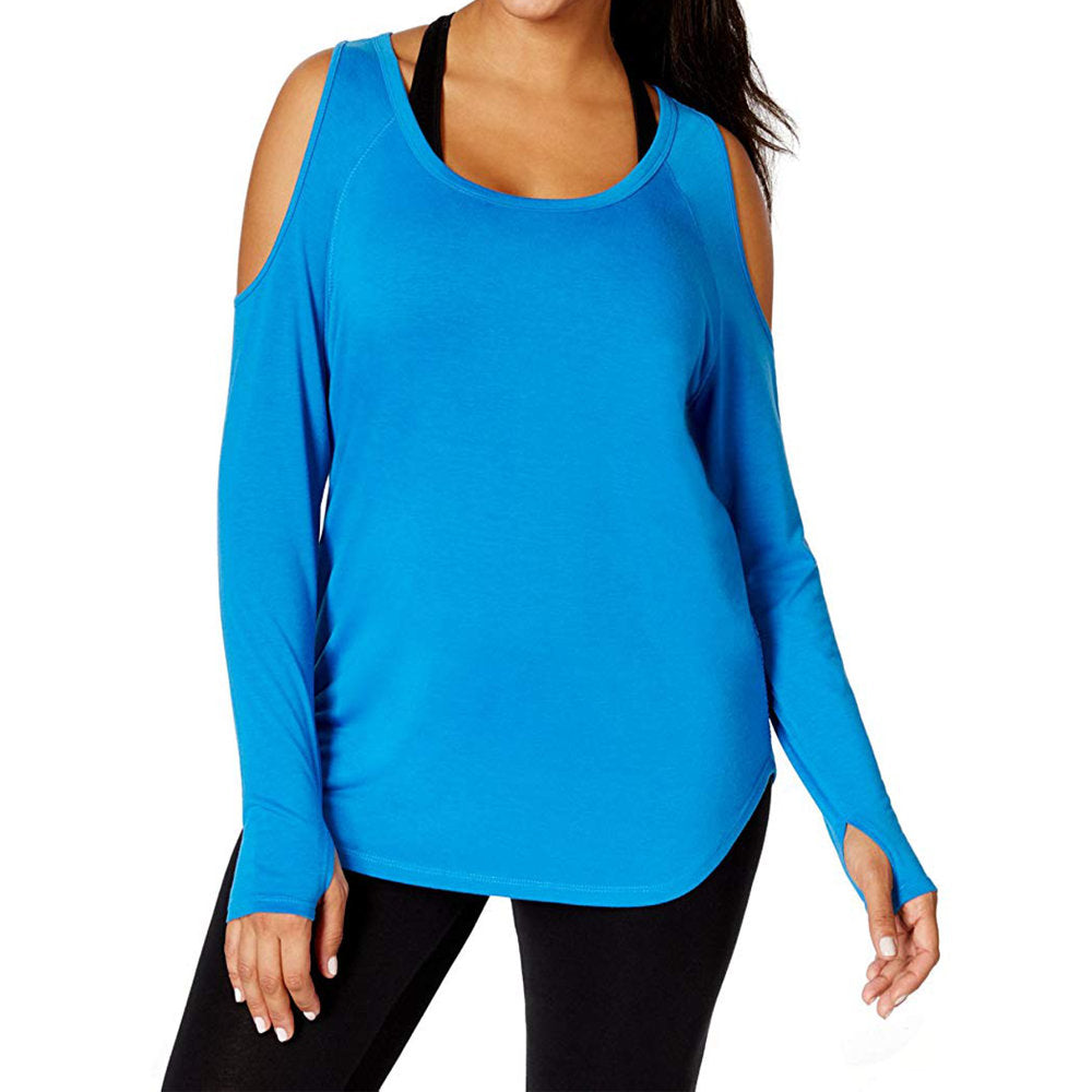 Jessica Simpson Womens Plus Jersey Cold Shoulder Pullover Top