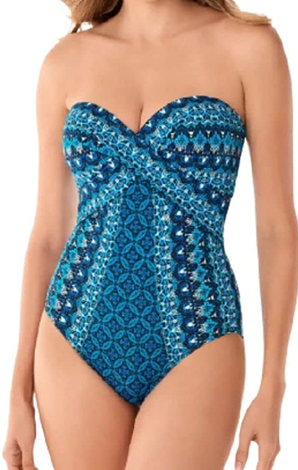 Miraclesuit Womens Swimwear Mosaica Seville Sweetheart Neckline Underwire Bra One Piece Swimsuit With Detachable Straps