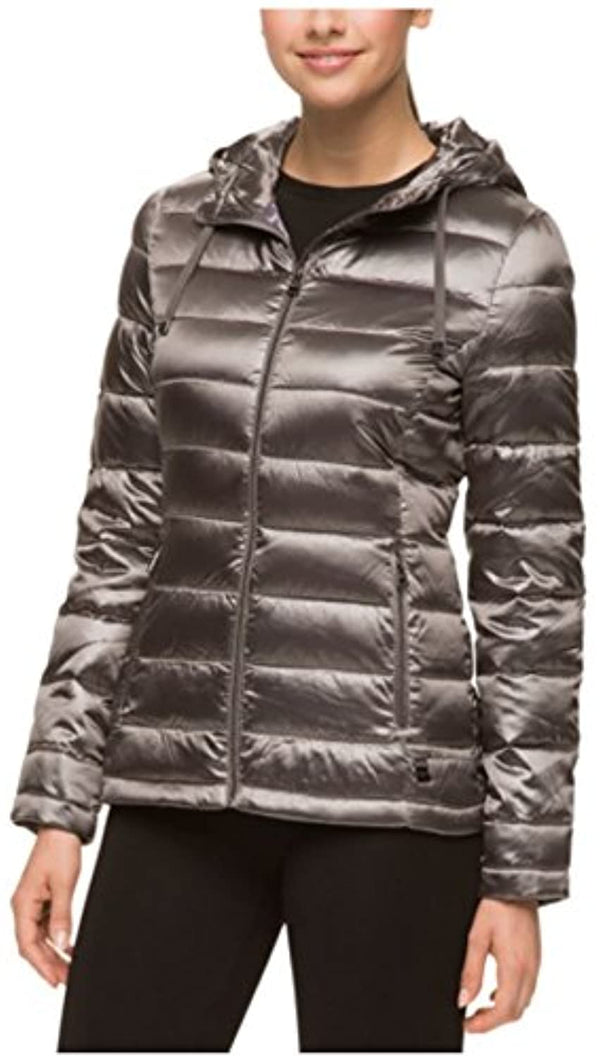 Andrew Marc Womens Packable Lightweight Down Hooded Jacket