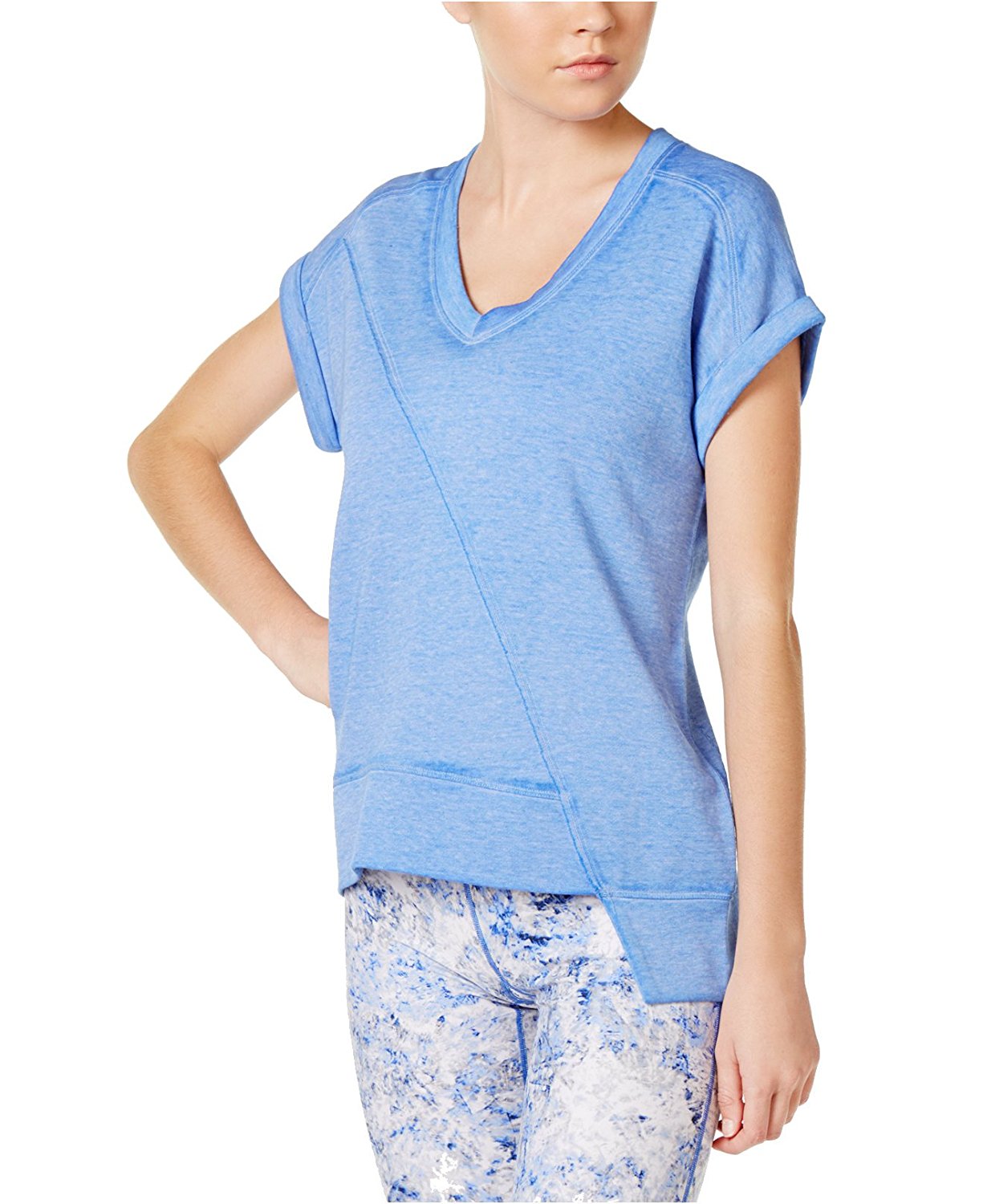Calvin Klein Womens Short-Sleeve Asymmetrical-Hem Sweatshirt