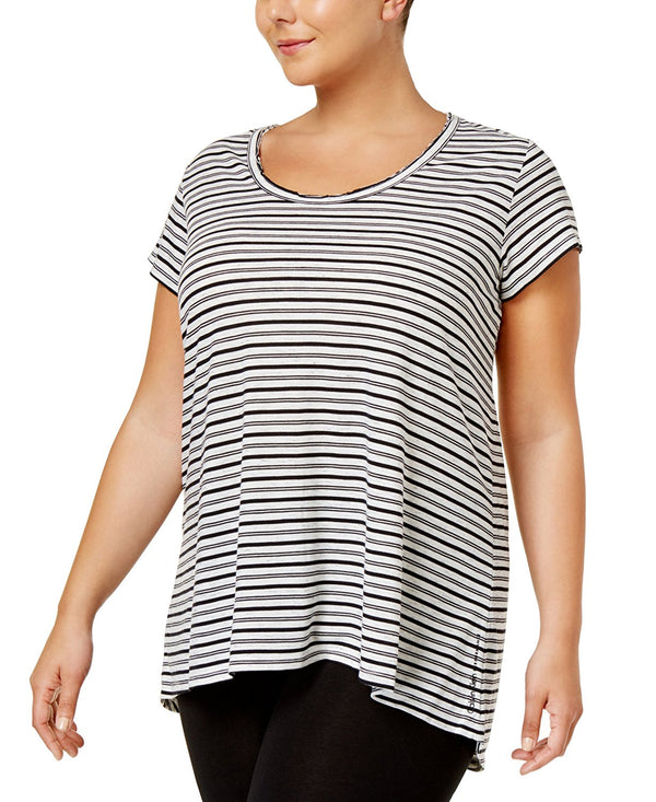 Calvin Klein Womens Plus Size Striped T-Shirt
