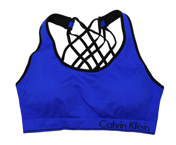 Calvin Klein Womens Performance Basket Weave Strappy Back Low Support Sports Bra