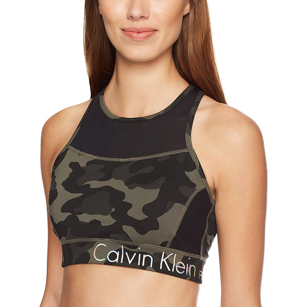 Calvin Klein Womens Cutout Back Medium Impact Sports Bra