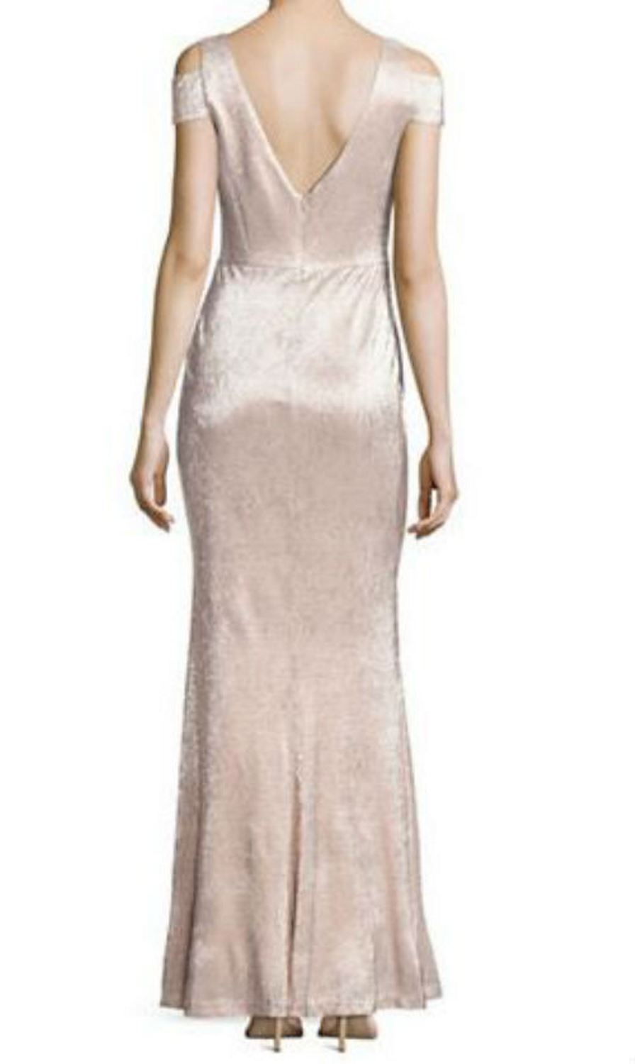 Calvin Klein Womens Off The Shoulder Metallic Gown