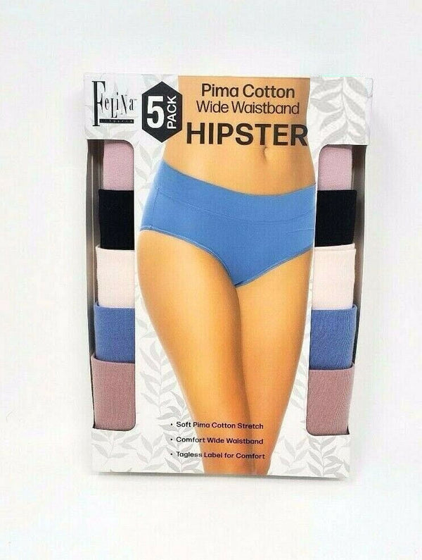 Felina Womens Cotton Stretch Hipster, 5-pack,X-Large