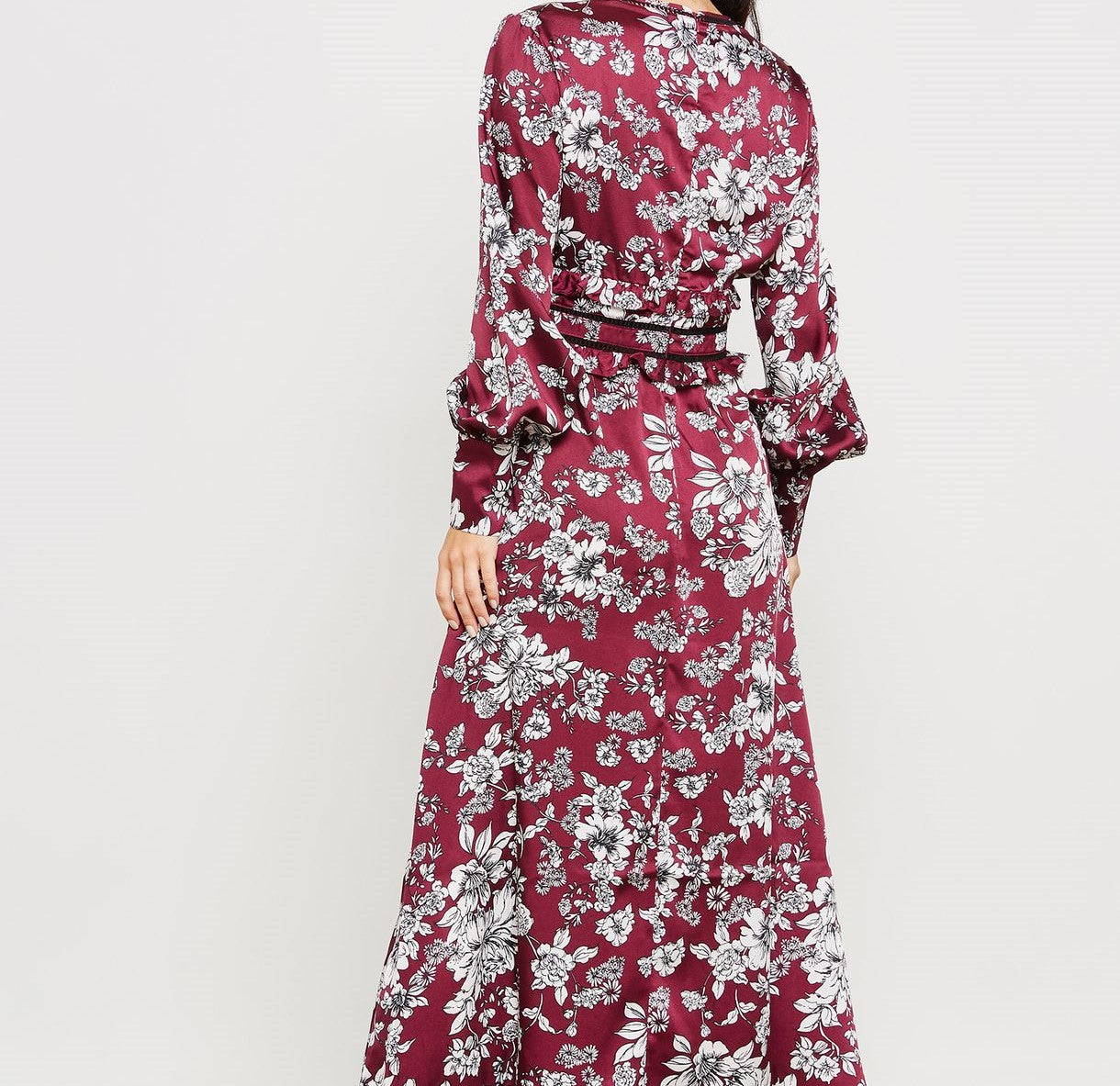 Bardot Womens Floral Print Lattice Trim Midi Dress