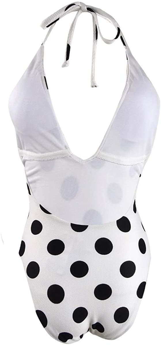 bar III Womens This and Dot Printed Plunging One Piece Swimsuit