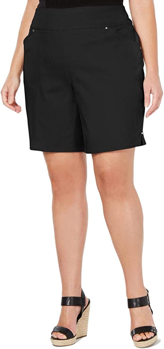 INC International Concepts Womens Plus Size Stretch Bermuda Shorts,Deep Black,18W