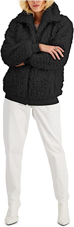 allbrand365 designer INC International Concepts Womens Sherpa Fleece Zippered Jacket,Medium