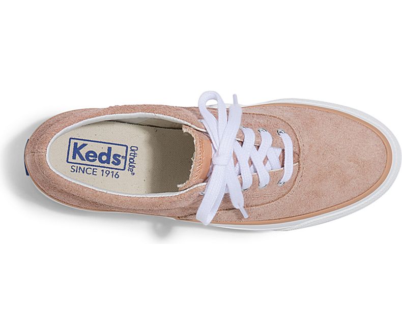 Keds Womens Anchor Hairy Suede Sneakers Coral 6.5