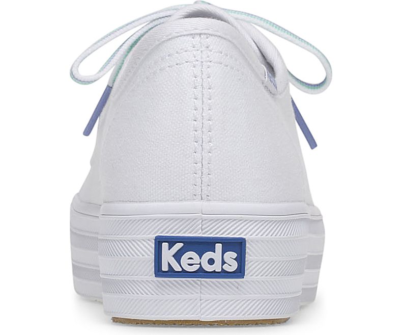 Keds Womens Triple Kick Multi Lace Sneakers White 8
