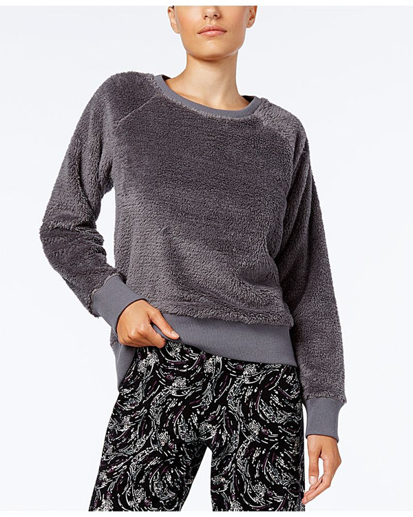 Alfani Womens Fuzzy Pajama Top,Urban Grey,XX-Large