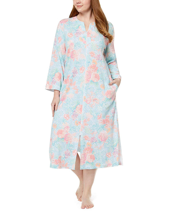 Miss Elaine Womens Plus Size Floral Print Robe
