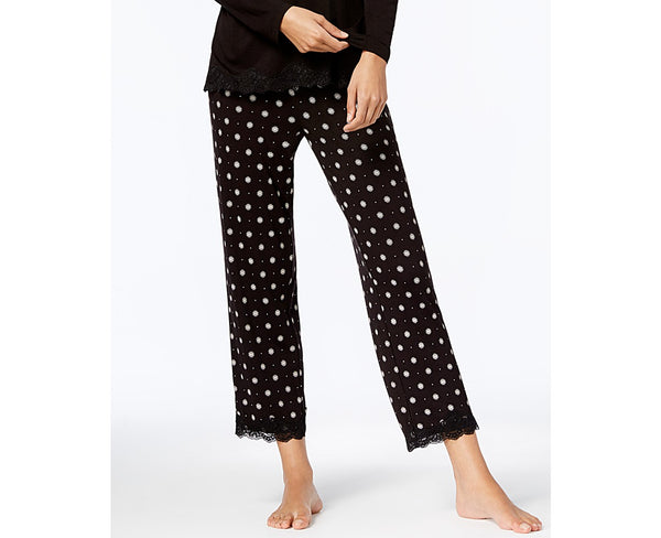 Alfani Womens Lace Trim Printed Pajama Pants