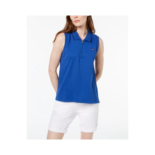 Tommy Hilfiger Womens Sleeveless Zipper Polo Shirt