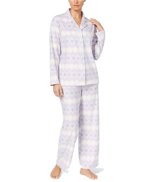 Charter Club Womens Printed Fleece Pajama Set