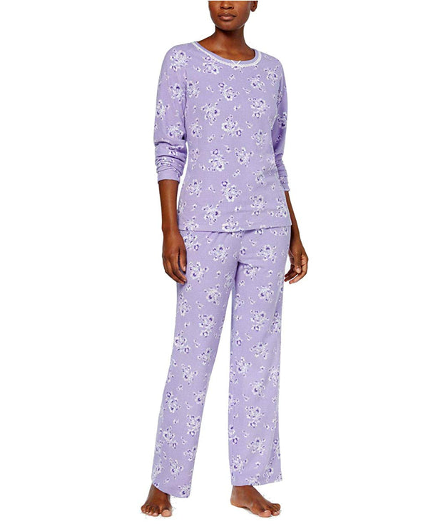 Charter Club Womens Thermal Fleece Pajama Set Whimsy Floral 2XL