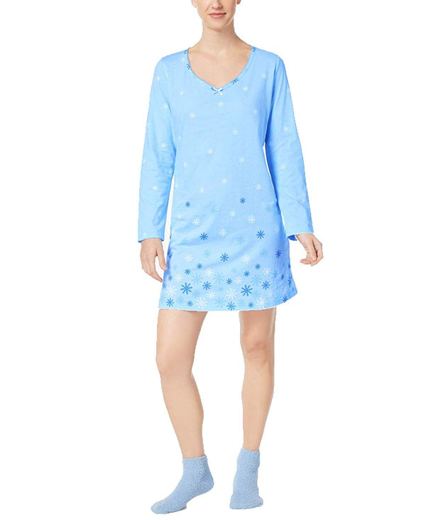 allbrand365 designer brand Womens Graphic Print Cotton Sleepshirt with socks