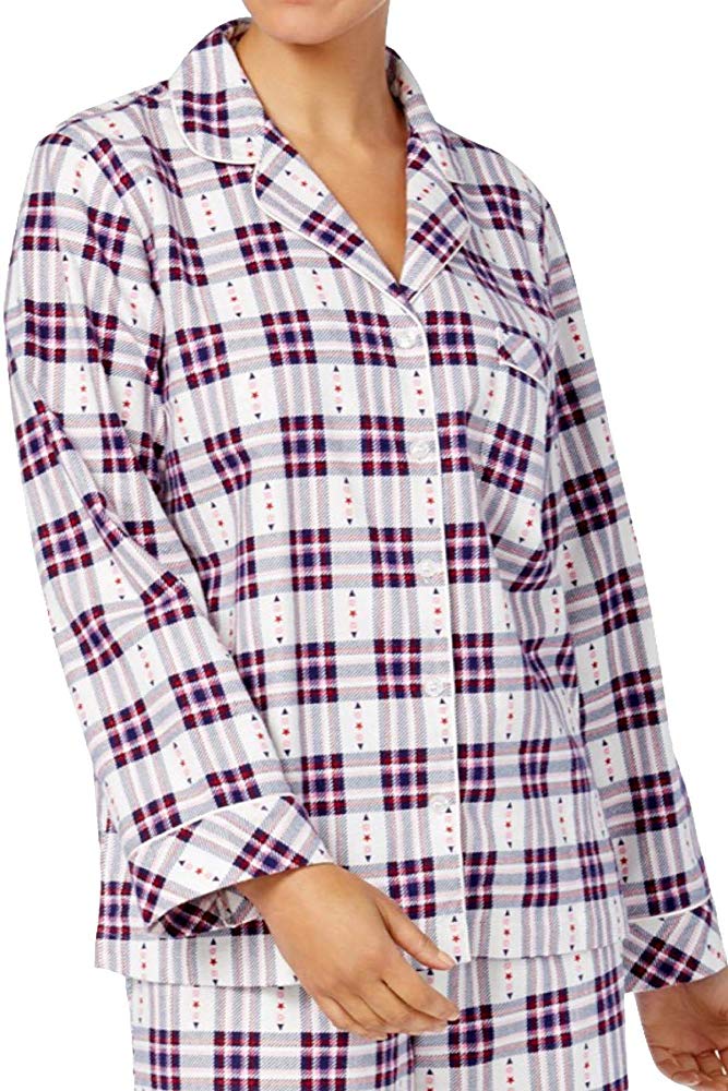 Charter Club Womens Flannel Button Down Pajama Set
