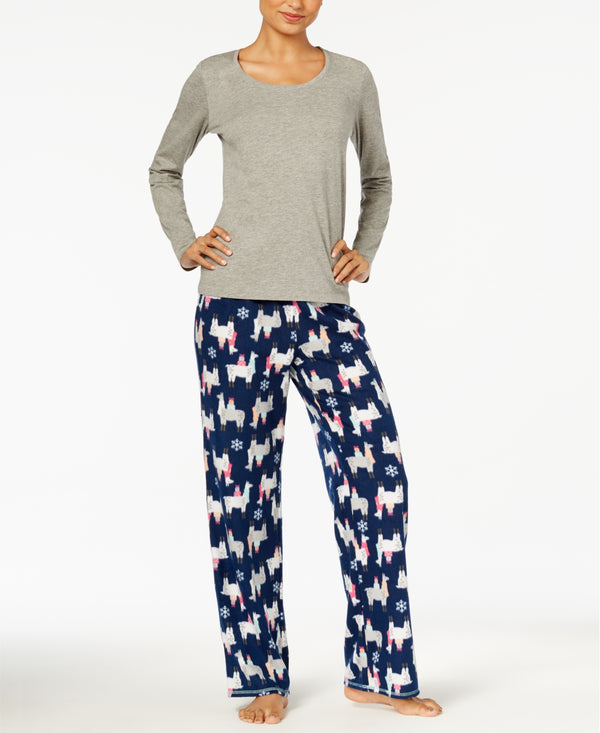 Jenni By Jennifer Moore Womens Printed Fleece Pajama Set