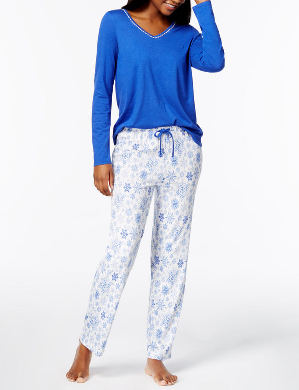 Nautica Womens V Neck Cotton Blend Pajama sets