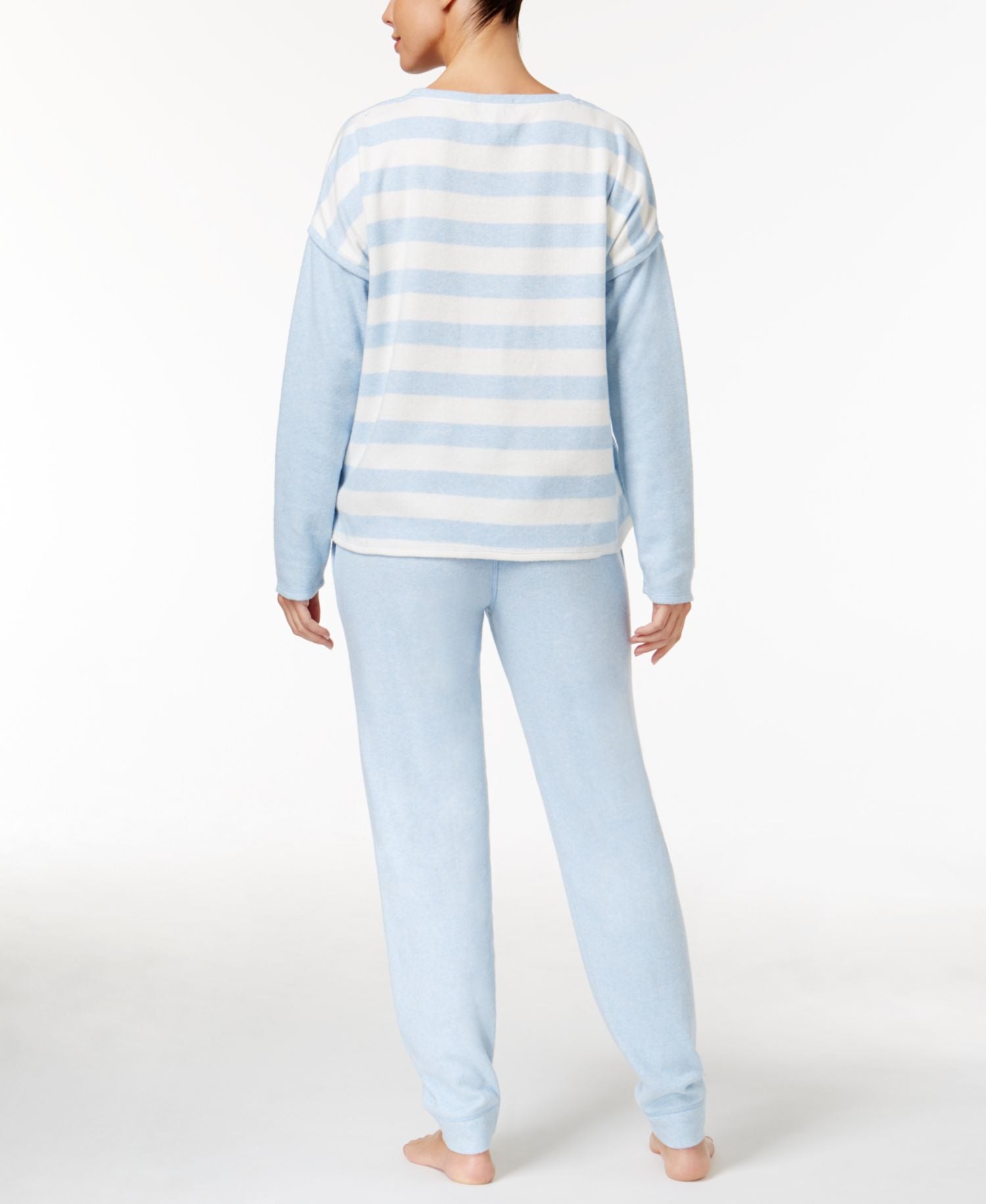 Nautica Womens Sweater Knit Lounge Top Heather Blue Stripe Large