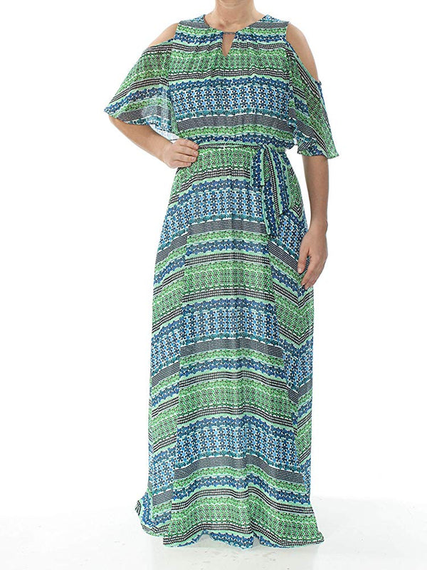 Calvin Klein Womens Printed Halter Maxi Dress