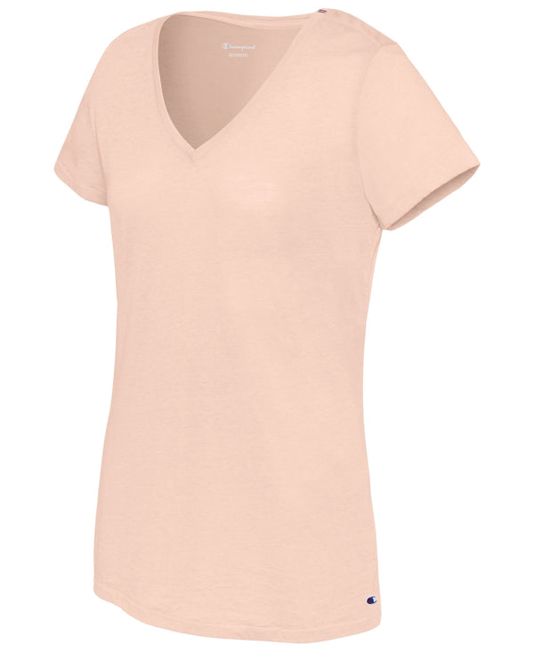 Champion Womens Authentic Wash V-Neck Tee Pale Blush Pink X-Small