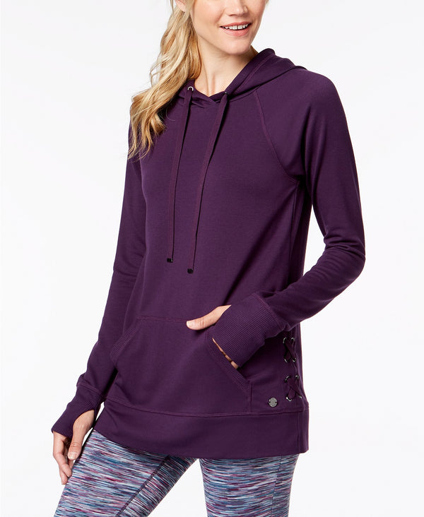 Ideology Womens Lace-Up Sides Hoodie