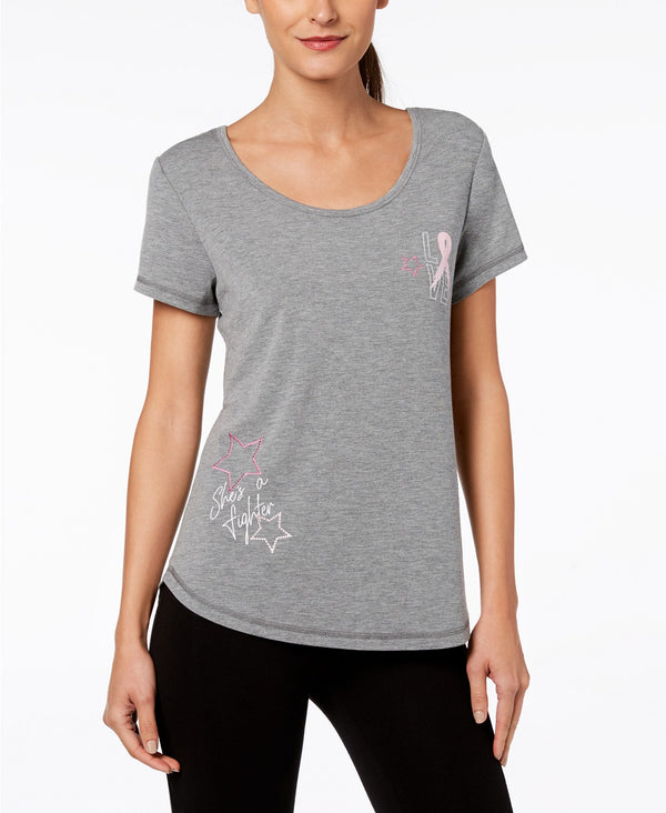 Ideology Womens Breast Cancer Research Foundation Keyhole-Back T-Shirt Gray M