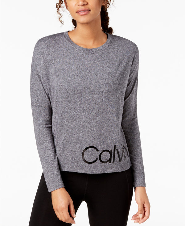 Calvin Klein Womens Performance Logo Relaxed Cropped T-Shirt