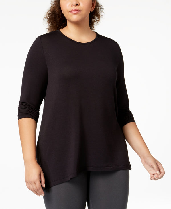Ideology Womens Plus Size Cutout Back Long Sleeve T-Shirt