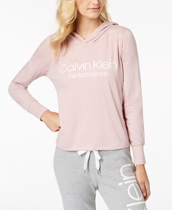 Calvin Klein Womens Performance Logo Cropped Hoodie