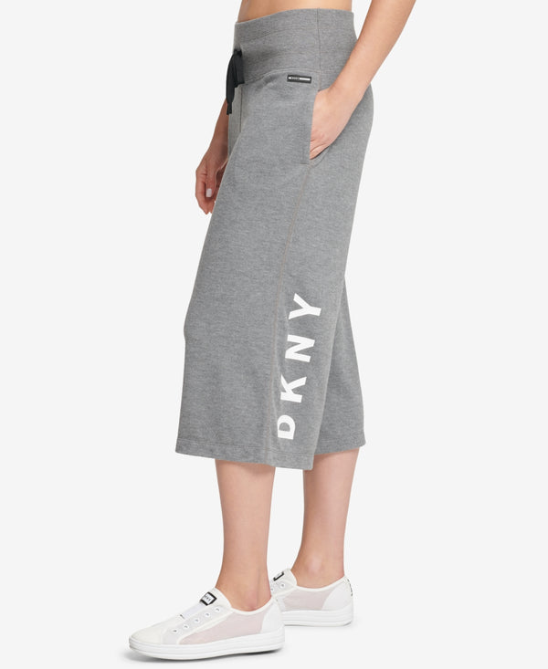 DKNY Womens Sport Wide-Leg Cropped Logo Pants