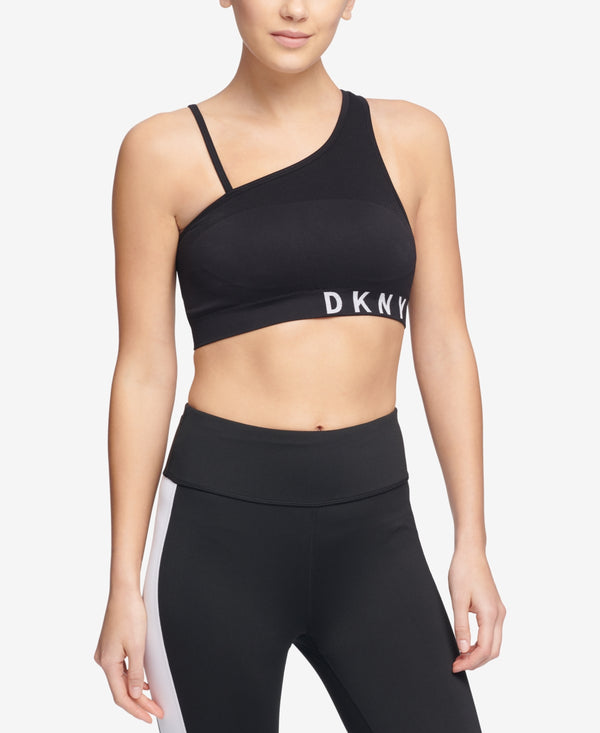 DKNY Womens Sport Asymmetrical Strappy-Back Low-Impact Sports Bra