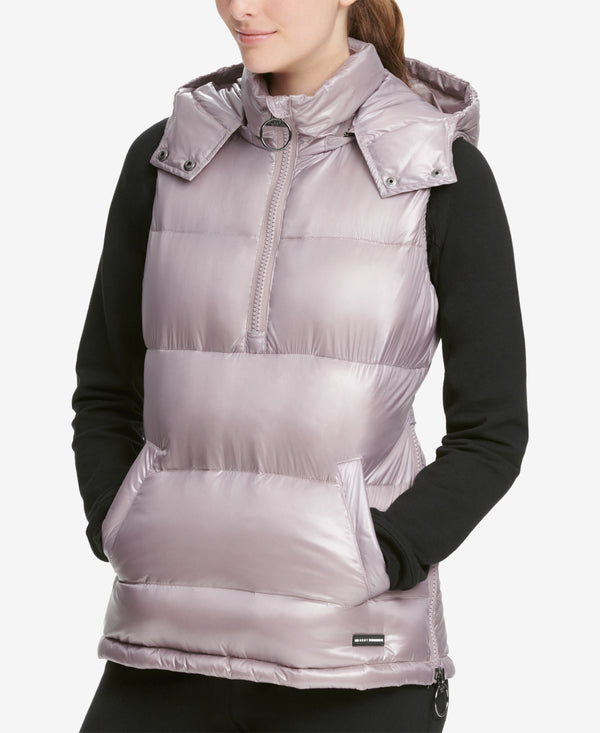 Dkny Womens Sport Quarter-Zip Hooded Vest