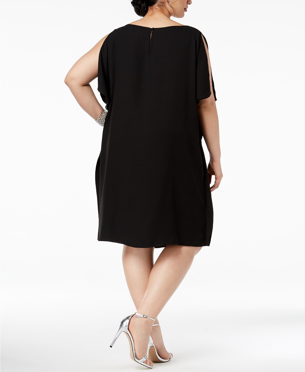 Anne Klein Womens Plus Size Ruffled Sleeve Dress