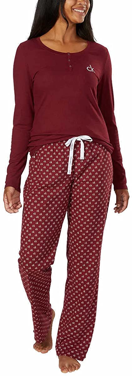 Calvin Klein Womens Long Sleeve Fleece Pajama Set