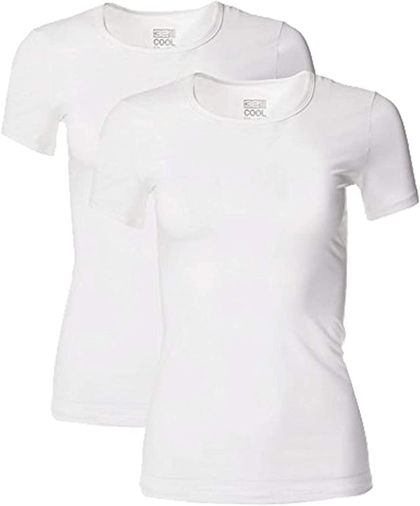 32 DEGREES Womens 2 Pack Cool Scoop Neck Wicking T Shirt,White/White,Large