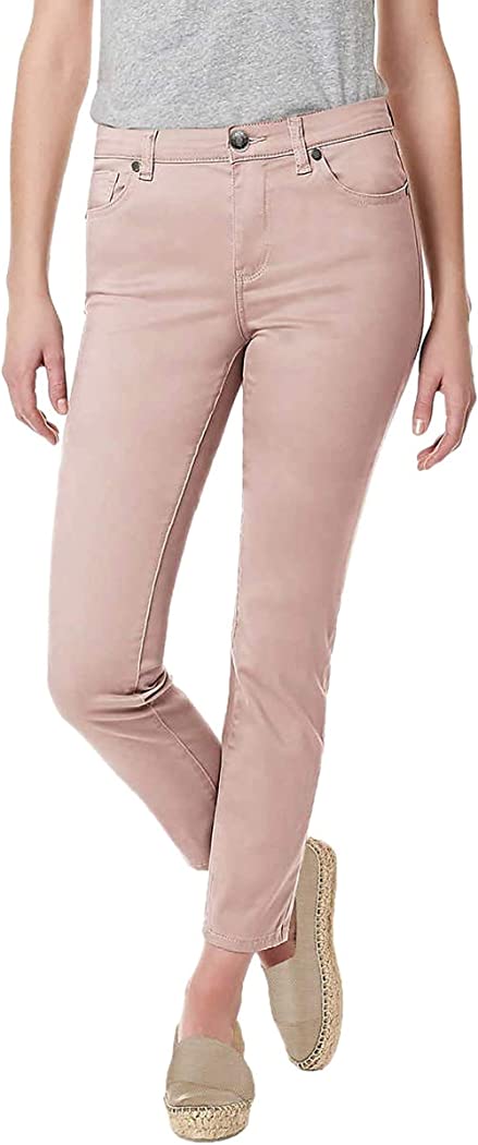Buffalo David Bitton Womens Mid-Rise Skinny Stretch Ankle Grazer Jeans,Pink,12/32