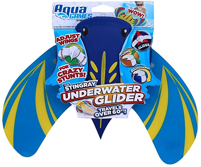 Aqua Stingray Underwater Glider Swimming Pool Toy Self Propelled Adjustable Fins Travels up to 60 Feet Dive and Retrieve Pool Toy