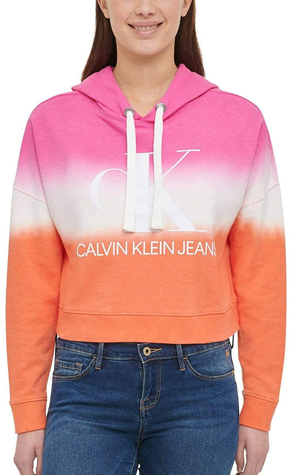 Calvin Klein Womens Monogram Logo Tie Dye Block Hoodie