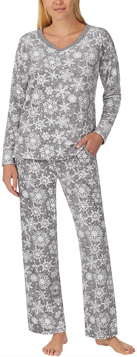 Nautica Womens Silky Fleece Side Pockets Pajama Set, 2 Pieces