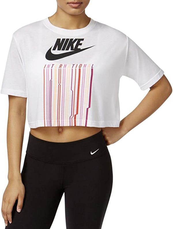 Nike Womens International Cropped T-Shirt,White,X-Large