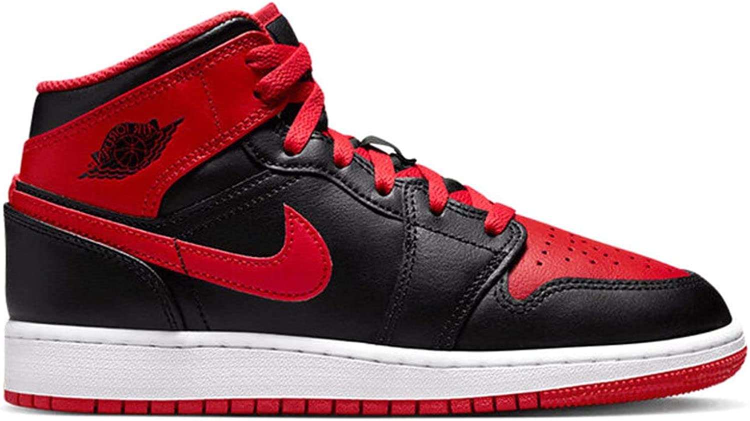 Jordan Mens Air Jordan 1 Mid Shoes,Black/Fire Red-white