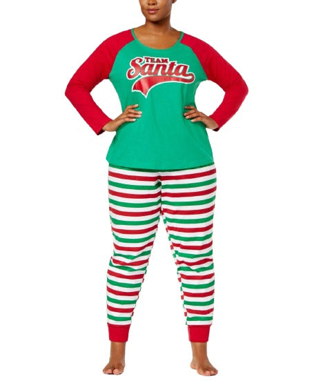 allbrand365 designer Womens Plus Team Santa Pajama Set