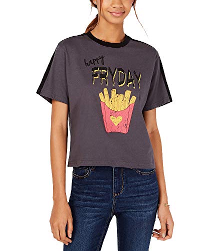 Rebellious One Juniors Fryday Crop Graphic Ringer T-Shirt
