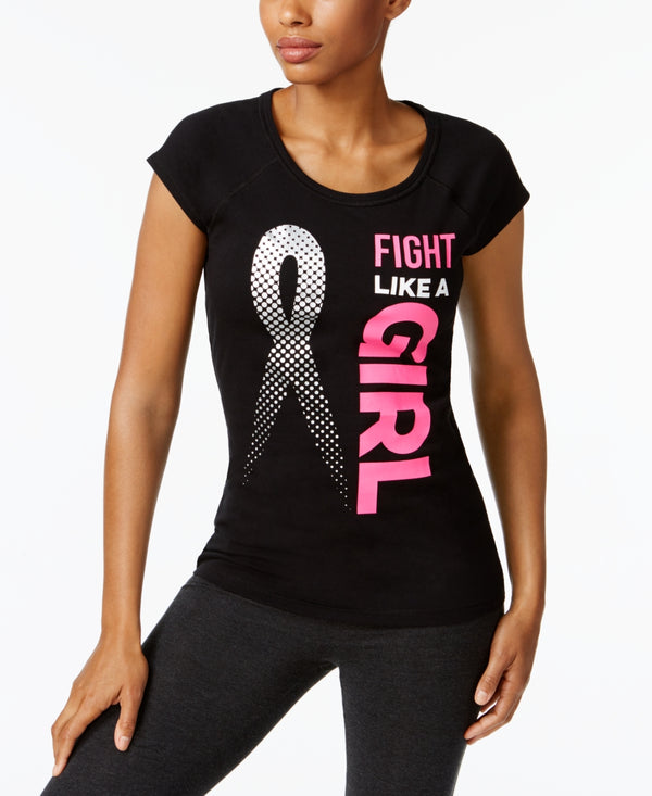 Ideology Womens Fight Like A Girl Slogan Fitness T-Shirt