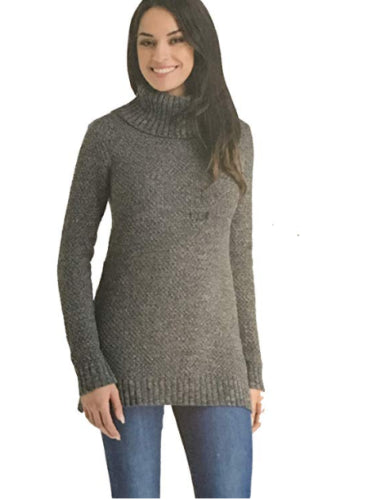 Hilary Radley Womens Turtleneck Long Sleeve Sweater Charcoal Mix S